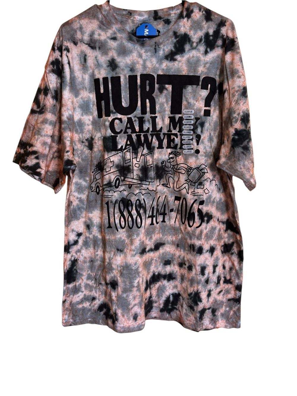 NWT Market Tie-Dye 'Hurt? Call My Lawyer' Short Sleeve Tee - Orange & Black